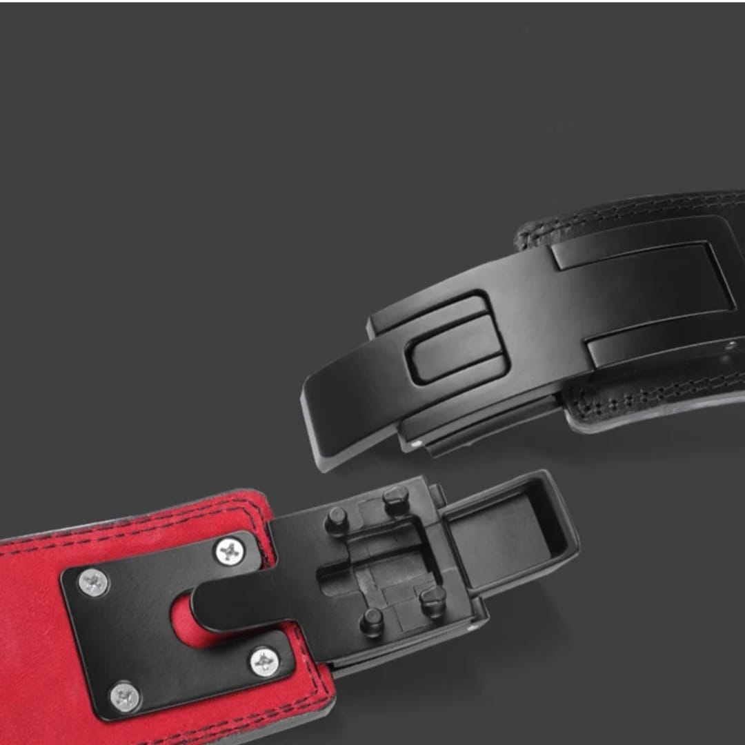 ETG 13mm Weight Lifting Belt- Buckle Design- Red Leather Interior